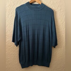 Paul Fredrick Size XL 100% Silk Greyish Blue Mock Neck Sweater Top Men